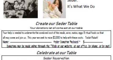 TBT First Night Seder 2019