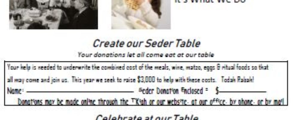 TBT First Night Seder 2019