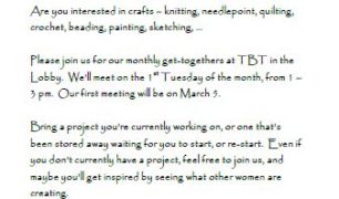 Women of TBT crafts 20190305